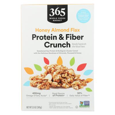365 by Whole Foods Market, Honey Almond Flax Protein & Fiber Crunch Cereal, 13 Ounce