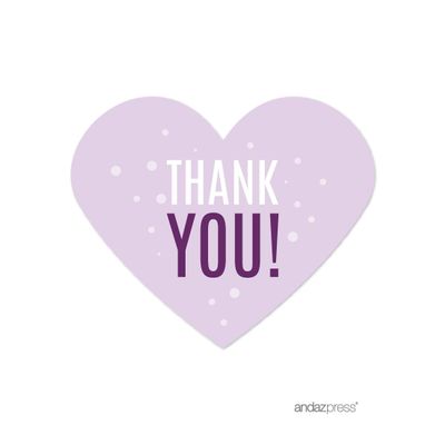 Andaz Press Signature Lavender, Plum, Royal Purple Girl's Sweet 16 Birthday Party Collection, Heart Labels Stickers, Thank You!, 75-Pack