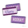 Andaz Press Signature Lavender, Plum, Royal Purple Wedding Party Collection, Chocolate Bar Labels Stickers, Cheers! Hooray!, 10-Pack view 1