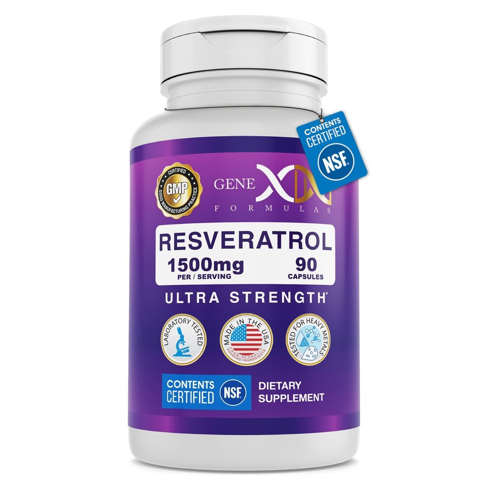 Genex Formulas Resveratrol 1500 mg Supplement for Healthy Aging  NSF Certified for Safety, Quality & Label Accuracy  Potent Antioxidant & Healthy Aging Formula - Gluten Free 90 Count