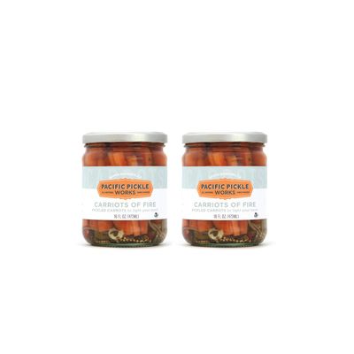 Carriots of Fire - Spicy Pickled Carrot Sticks with Jalapeo - Gourmet Carrots for Snacking - non-GMO, Kosher, Gluten-Free 16 oz (2-pack)