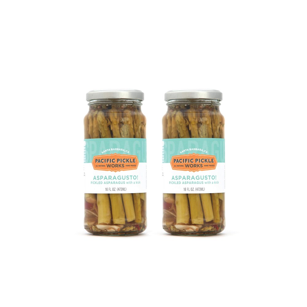 Asparagusto - Pickled Asparagus Spears - Gourmet Preserved Vegetables for Garnishes - non-GMO, Gluten-Free 16oz (2-pack)