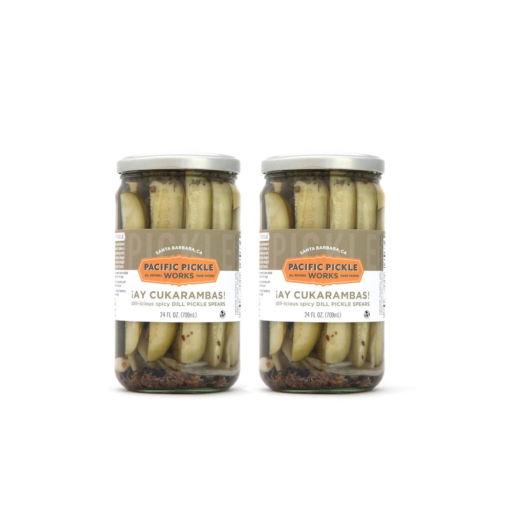 Ay Cukarambas - Spicy Dill Pickle Spears with Garlic, Jalapeo - Gourmet Hot Pickles for Sandwiches, Snacking - non-GMO, Kosher, Gluten-Free 24oz Jar (2-pack)
