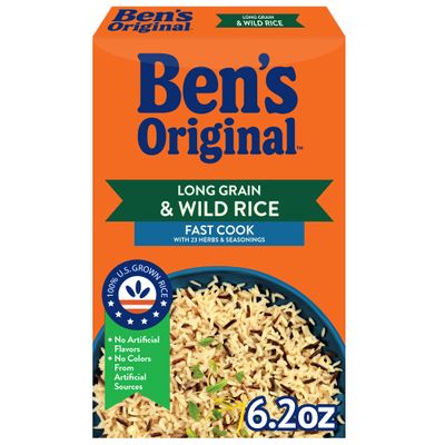 BEN'S ORIGINAL Long Grain Rice and Wild Rice, Fast Cook Rice, 6.2 OZ Box (Pack of 12)