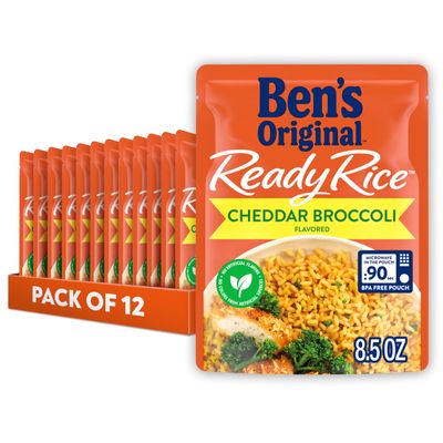 Ben's Original Flavored Ready Rice, Cheddar Broccoli, Microwave Rice for an Easy Lunch, Suitable for Vegetarians - 8.5 oz Pouch (Pack of 12)
