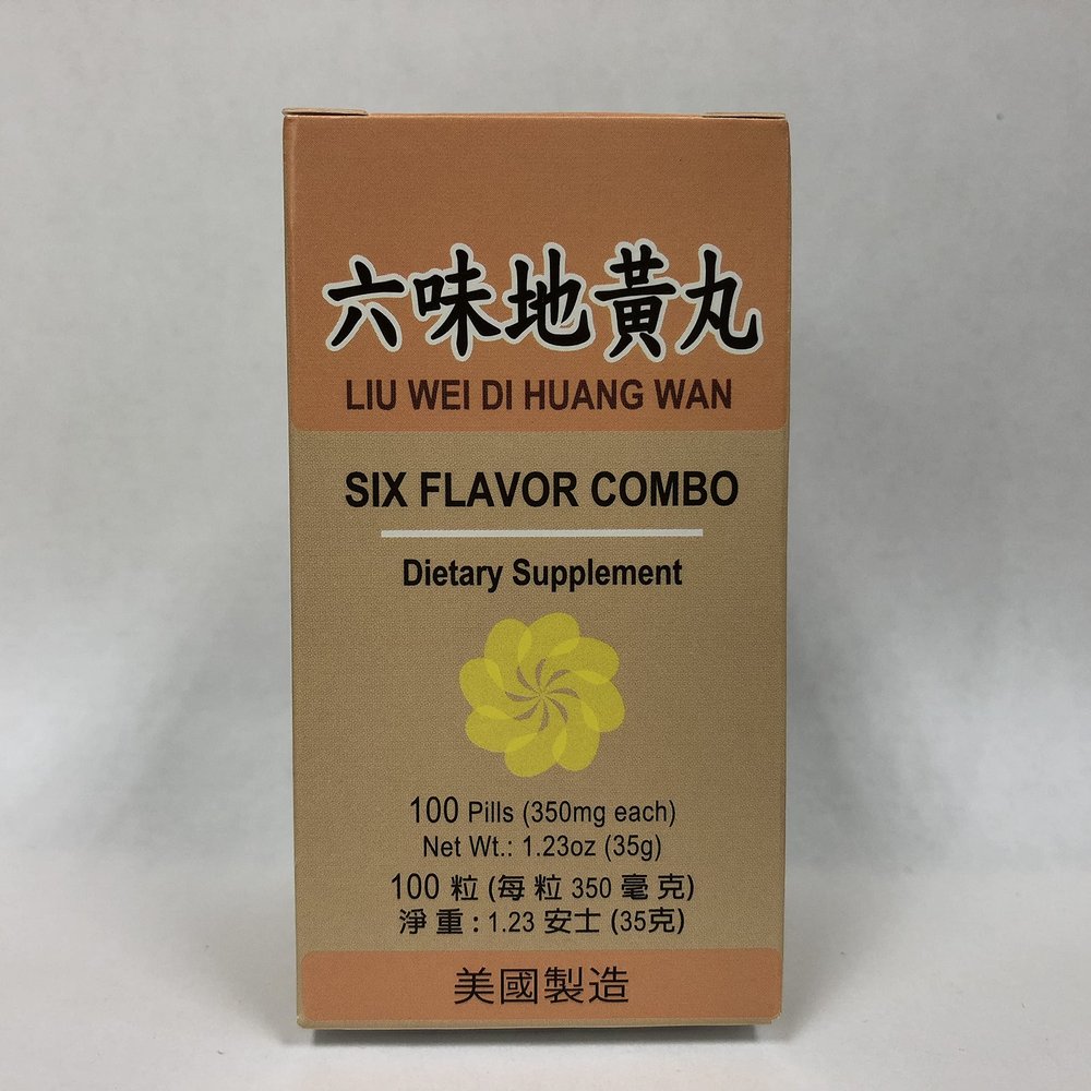 Six Flavor Combo :: Liu Wei Di Huang :: Herbal Supplement for Dizziness, Sweating, Tinnitus :: Made in USA