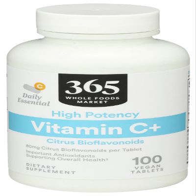 365 by Whole Foods Market, High Potency Vitamin C+, 80mg Citrus Bioflavonoids, Vegan, 100 Tablets