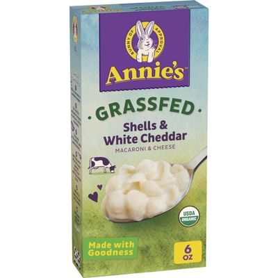 Annie's Organic Macaroni and Cheese, Shells and White Cheddar, Grassfed, 6 oz