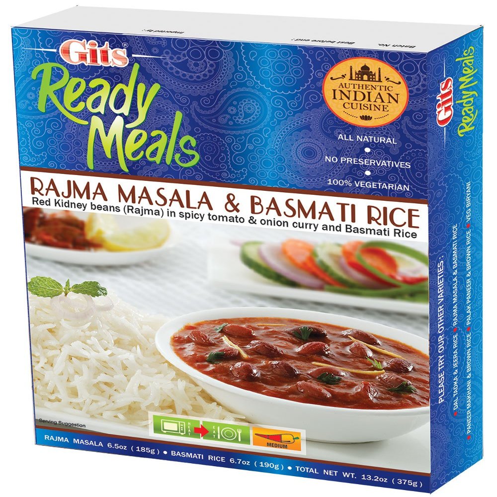 Gits Indian Entree Rajma (Red Beans) Masala & Basmati Rice - Ready Meals (Kidney Beans & Basmati Rice) (Pack of 24)