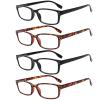 Kerecsen 4 Pack Reading Glasses for Men and Women with Spring Hinges, Lightweight Black Rectangular Readers Eyeglasses (2 Black 2 Tortoise, 3.50) view 1
