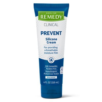 Medline Remedy Clinical Silicone Cream (4 oz), 12 Count, Unscented, Chapped, Sensitive Skin, Breathable, Incontinence Care, Soothing, Breathable Film, Moisturizing, Nourishing