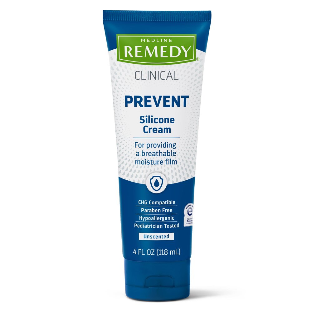 Medline Remedy Clinical Silicone Cream (4 oz), 12 Count, Unscented, Chapped, Sensitive Skin, Breathable, Incontinence Care, Soothing, Breathable Film, Moisturizing, Nourishing