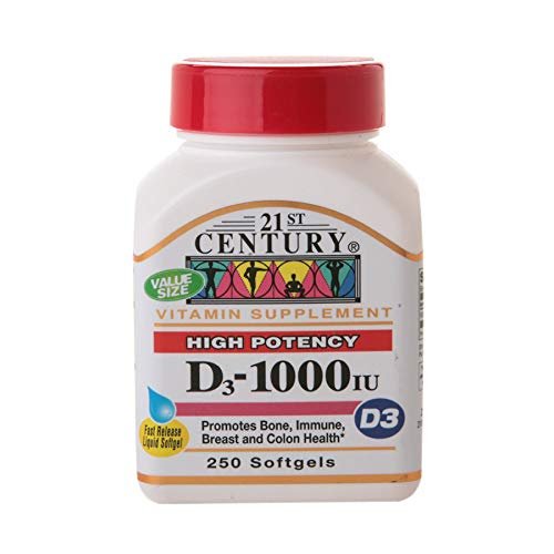 21st Century Vitamin D3-1000 IU Softgels - 250 ct, Pack of 3