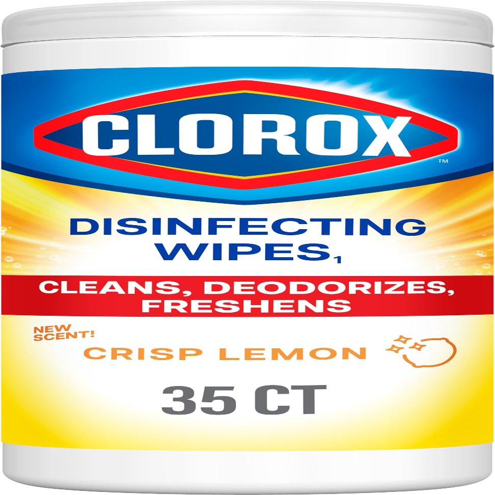 Clorox Disinfecting Cleaning Wipes, Bleach Free, Crisp Lemon, 35 Count (Pack May Vary)