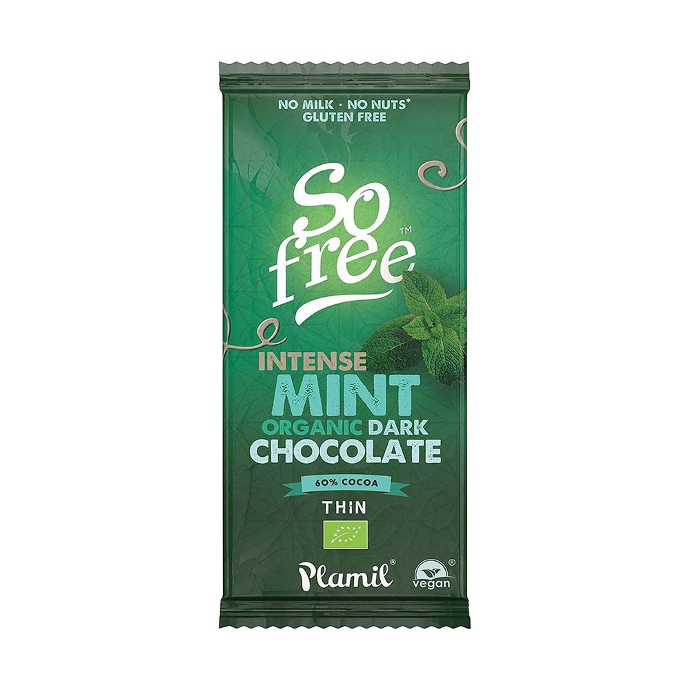 3 x Plamil Organic Intense Mint So Free Chocolate Bar 2.82 oz