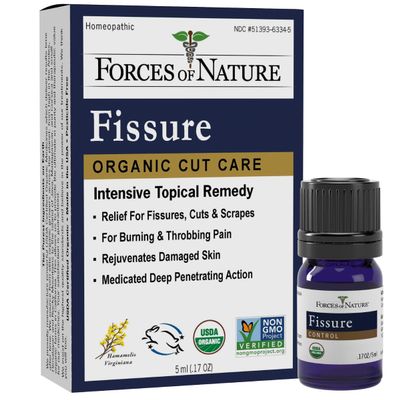 Forces of Nature  Natural, Organic Fissure Care (5ml) Non GMO, No Harmful Chemicals Soothe & Relieve Burning, Throbbing, Stinging, Itchy, Bleeding Tissue Caused by Fissures or Hemorrhoids