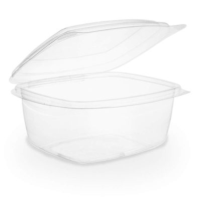 Vegware Compostable 16oz Hinged Clear Deli Containers, Case of 300, PLA Plastic Meal Prep, To Go Box With Lid, Made from PLA, A Renewable Material Made from Plants, Tight Seal for Freshness