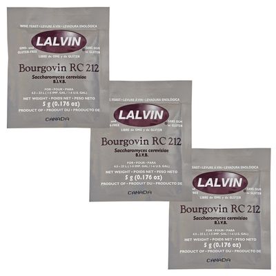 Lalvin HOZQ8-217 Bourgovin RC 212 Saccharomyces cerevisiae 3 pack (5 g. Pouchs)