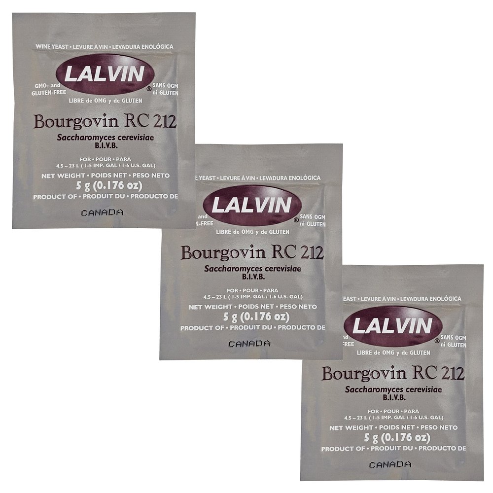Lalvin HOZQ8-217 Bourgovin RC 212 Saccharomyces cerevisiae 3 pack (5 g. Pouchs)