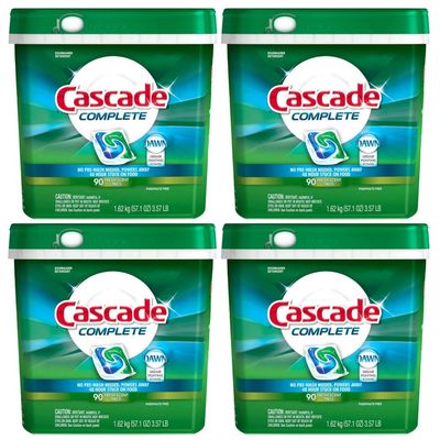Cascade Complete Dishwasher Detergent, with Dawn Grease Fighting Power, 90 Fresh Scent Action Pacs (Pack of 4)