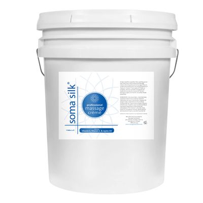 Soma Silk Professional Massage Cream, 5 Gallon - Smooth & Silky Massage Creme for Massage Therapy - Calendula & Jojoba Oils - Long Lasting Glide - Washes Clean from Linens - Spa & Therapist Supplies