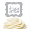 12pack Happy Birthday Grey Flower Birthday Party CUpcake Desert Appetizer Food Decoration Picks view 1