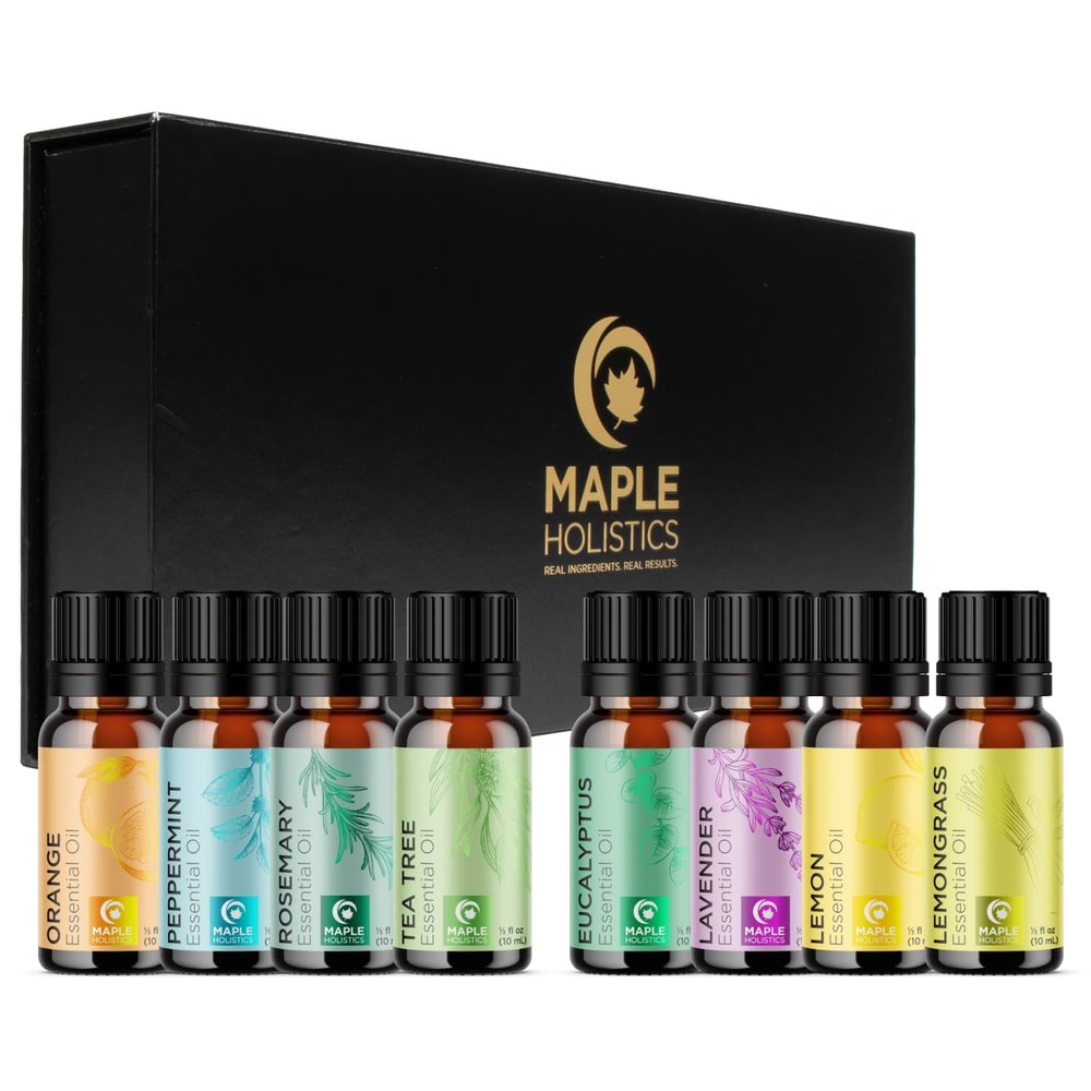 Pure Essential Oil Set for Diffuser - Aromatherapy Essential Oils for Diffusers for Home Travel and Self Care with High Grade Essential Oils for Hair Skin and Nails - Oil Diffuser Essential Oils Set