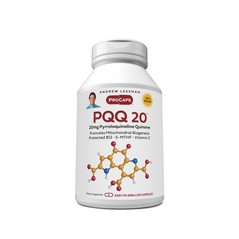 ANDREW LESSMAN PQQ 20mg - 30 Capsules - 20mg Pyrroloquinoline Quinone, Natural Protective Compound Supports Vital Organs, Heart, Brain, Liver, Immune System. Mitochondrial Biogenesis, No Additives