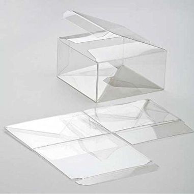 4x4x4 Clear Gift Box | Clear Plastic Boxes for Holiday Christmas Weddings Parties | Square Cube Party Favor Boxes for Ornaments Gifts Candy Cookies Cupcakes Packaging With Lids | Food Safe FPLB56A | 25 Pack