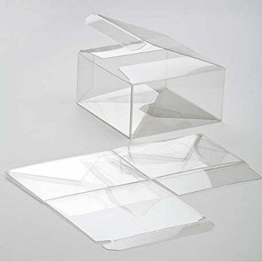 4x4x4 Clear Gift Box | Clear Plastic Boxes for Holiday Christmas Weddings Parties | Square Cube Party Favor Boxes for Ornaments Gifts Candy Cookies Cupcakes Packaging With Lids | Food Safe FPLB56A | 25 Pack