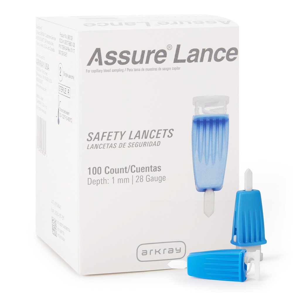 Assure Lance Micro Flow 28G Safety Lancets  Single Use Lancets for Blood Testing, Finger Pricker for Blood Glucose Test  1mm Depth, Light Blue, 100 Count per Box, Pack of 3 (Total of 300)