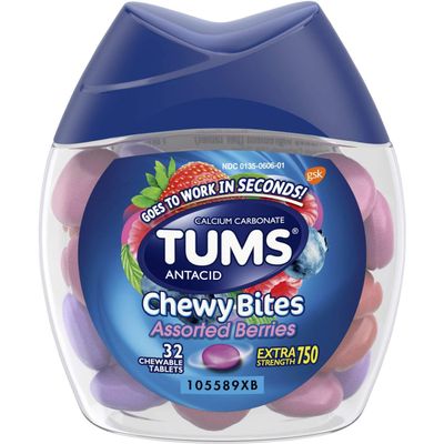 TUMS Extra Strength 750 Antacid Chewy Bites Assorted Berries - 32 ct, Pack of 3