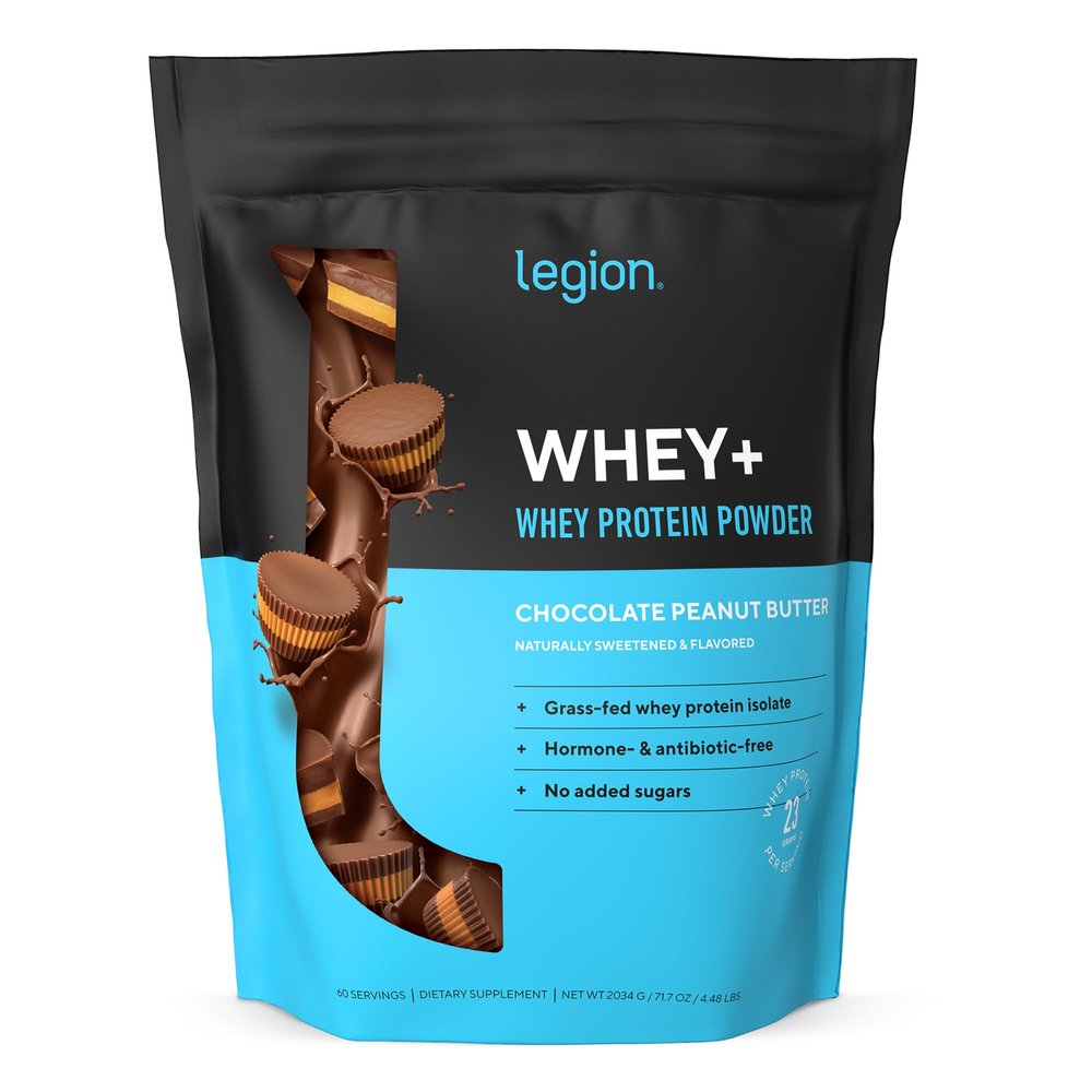 LEGION Whey+ Protein Whey Isolate from Grass Fed Cows (Chocolate Peanut Butter, 60 Servings) - Whey Protein Isolate Low Calorie, Non-GMO, Sugar Free, Lactose, Gluten Free, All Natural Protein Powder
