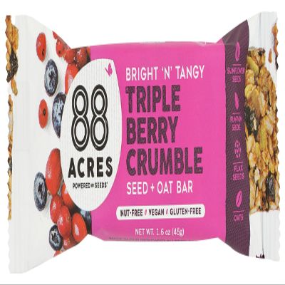 88 Acres, Triple Berry Blend Seed Bar, 1.6 Ounce