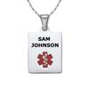 Divoti Deep Custom Laser Engraved Stainless Steel Medical Alert Necklace for Women, Sleek Tag Medical ID Necklace, Medical Pendant Tag w/Free Engraving -24/28" Twist Rope Chain -TP Red view 1
