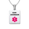 Divoti Deep Custom Laser Engraved Stainless Steel Medical Alert Necklace for Women, Sleek Tag Medical ID Necklace, Medical Pendant Tag w/Free Engraving -24/28" Twist Rope Chain -Vivid Red view 1