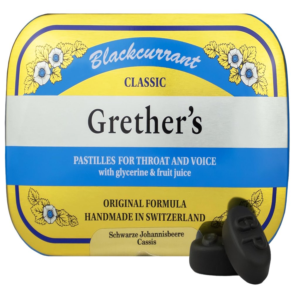 GRETHER'S Pastilles Classic Blackcurrant Natural Remedy Dry Mouth Relief - Soothing Throat & Healthy Voice - Long-Lasting Flavor, Gift for Singers - 1-Pack - 15 oz.