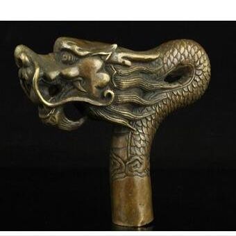 100% Pure Copper Brass Grandpa Good Lucky China Old Cane Head Walking Stick