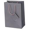 10 Pack Small Gray Matte Finish Solid Shopping Paper Gift Sales Tote Bags with Blank Message Tag 4" x 4.5" x 2.75" by R J Displays view 1