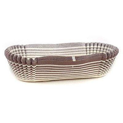 Novacart Oval Glassine Paper Condiment Candy Party Cup 3" x 1" Bottom, 1.06" High, Brown-Striped Exterior - Box of 2000