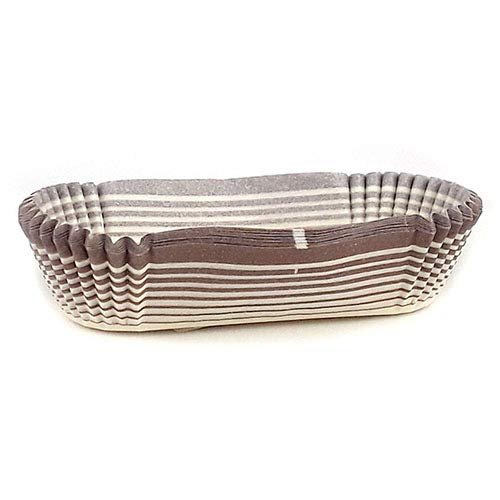 Novacart Oval Glassine Paper Condiment Candy Party Cup 3" x 1" Bottom, 1.06" High, Brown-Striped Exterior - Box of 2000