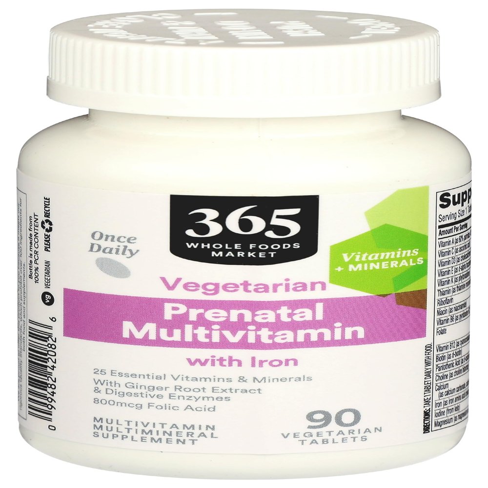 365 by Whole Foods Market, Prenatal Multivitamin with Iron, Vegetarian, 90 Count