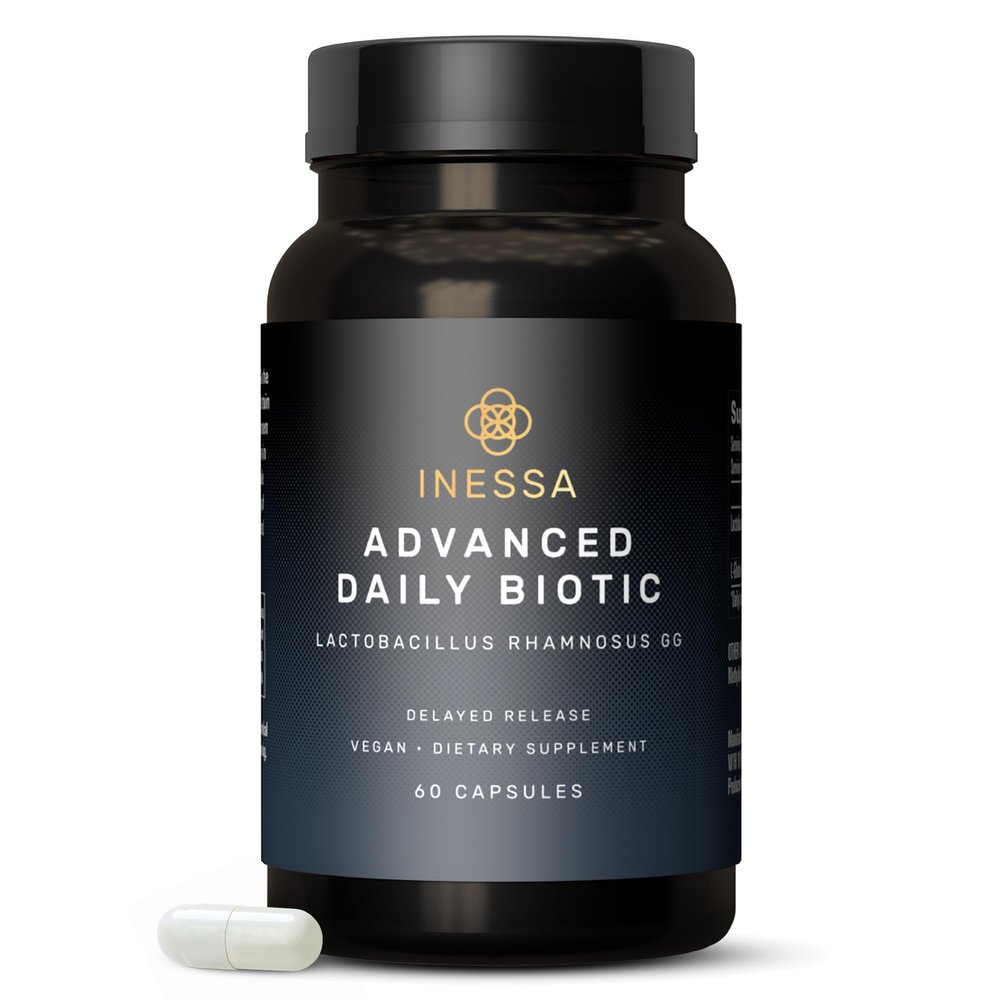 Inessa Daily Biotic - Probiotics for Women Digestive Health with Delayed Release Technology - Advanced Probiotic with 10 Billion CFU - Lactobacillus Rhamnosus Strain 60 Vegan Capsules for Men & Women