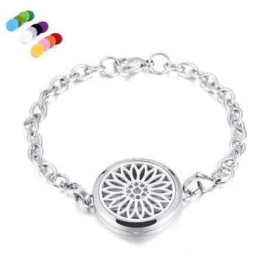 20 Different Design 316L Stainless Steel Chain Bracelet Fragrancy Diffuser Fashion Essential Oil Diffuser Bracelet Jewelry (Sunflower)