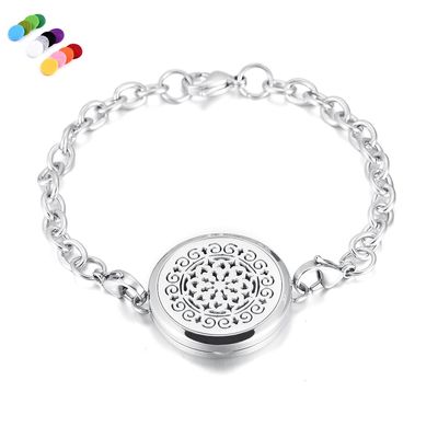 20 Different Design 316L Stainless Steel Chain Bracelet Fragrancy Diffuser Fashion Essential Oil Diffuser Bracelet Jewelry (Flower)