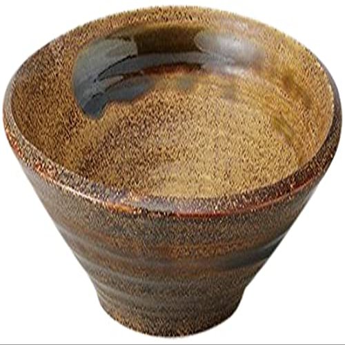 10 Piece Yellow Brush Fuji Shaped 7.0 Pot, 9.1 x 2.8 inches (23 x 7 cm), 26.1 oz (740 g), Rice Bowl, Ryokan, Udon, Soba, Ramen, Japanese Tableware, Restaurants, Commercial Use,