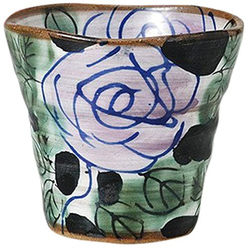 Set of 10, Black Dark Blue Roses, Free Cup, 3.6 x 3.1 inches (9.2 x 8 cm), 8.5 fl oz (240 cc), 6.5 oz (195 g), Shochu-Related