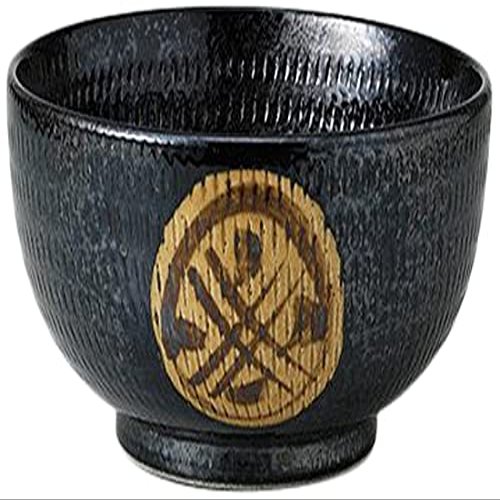 Set of 10, Drawer Black Round Crest 6.0 Kamagami Bowl, 7.1 x 3.5 inches (18 x 9 cm), 27.1 oz (800 g), Bowl, Restaurant, Ryokan, Udon, Soba, Ramen, Japanese Tableware, Commercial Use
