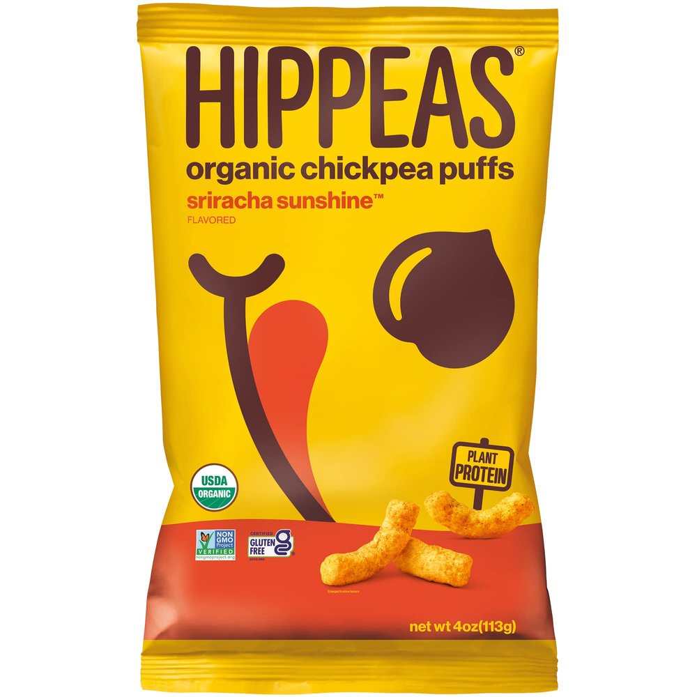 HIPPEAS Organic Chickpea Puffs + Sriracha Sunshine | 4 Ounce, 12 Count | Vegan, Gluten-Free, Crunchy, Protein Snacks
