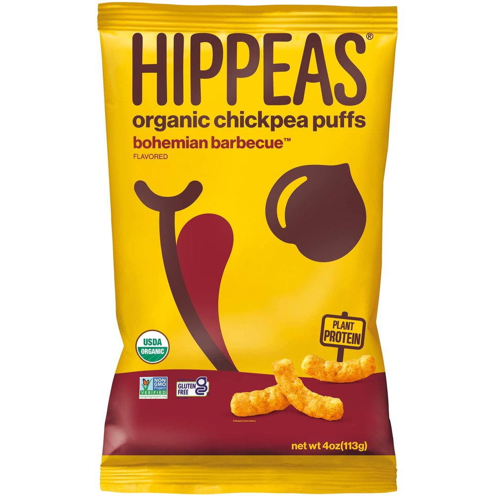 HIPPEAS Organic Chickpea Puffs + Bohemian Barbeque | Vegan, Gluten-Free, Crunchy, Protein Snacks, 4 Ounce (Pack of 12)